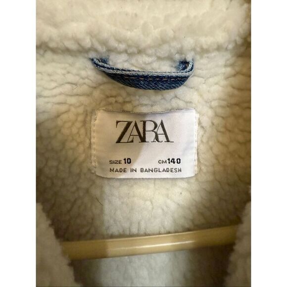 Zara Kids Button Front Sherpa Lined Denim Jacket Blue Size 10 - Picture 4 of 10
